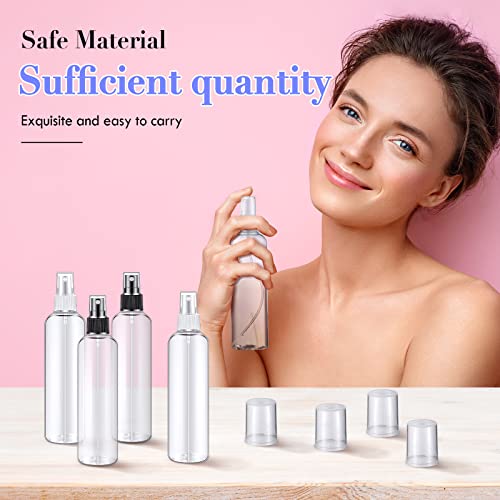 Eccliy 32 Pcs 8 oz Spray Bottles Fine Mist Cleaning Bottles Clear Empty Plastic Travel Sprayer Refillable Sprayer with Cap for Cleaning Solutions Oils Travel Perfumes(Mix,Clear) - color: Mix, style: Clear