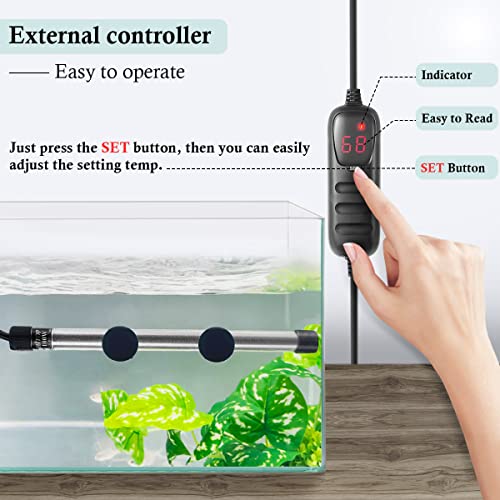 HITOP Compact Submersible Aquarium Heater -300W Digital Heater for Fish Tank/Turtle Tank, for Saltwater and Fresh Water with Temperature Controller - size: (45-75Gal) 300W