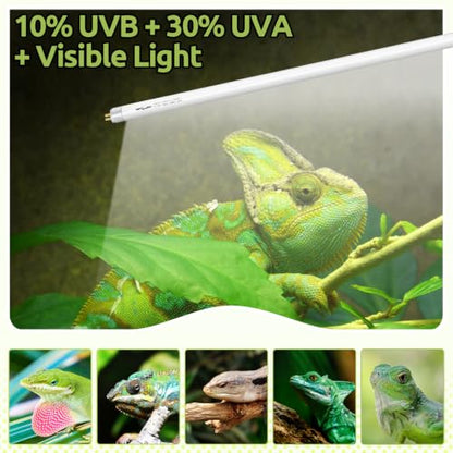 REPTI ZOO 2 Pack 22" T5 5.0 UVB Reptile Light Bulb 24W, UVA UVB Fluorescent Lamp Tube for Turtles, Chameleon, Tortoises, Lizard - color: 5.0 UVB-22" 24W