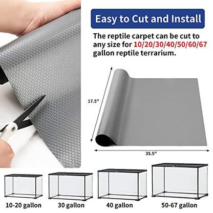 Bearded Dragon Mat 1Pack 18x36, Reptile Tank Accessories, Terrarium Liner Bedding, Non-Adhesive Reptile Substrate Mat for Bearded Dragon, Leopard Gecko, Lizard, Tortoise, Iguana Tank - color: 18x36" Gray