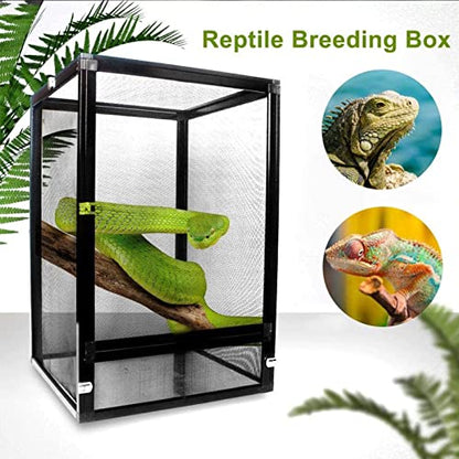 Reptile Habitat Screen Cage Aluminum Terrarium Feeding Insect Snake Spiders Chameleon Amphibians Boxes, Silver (Silver 450x 450 x 800mm) - size: 450x 450 x 800mm