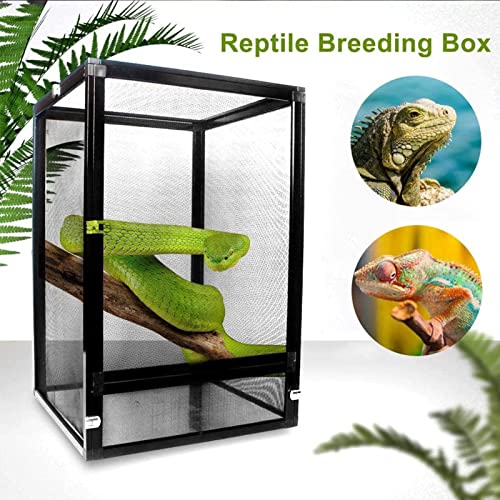 Reptile Habitat Screen Cage Aluminum Terrarium Feeding Insect Snake Spiders Chameleon Amphibians Boxes, Silver (Silver 320 x 320 x 460mm) - size: 320 x 320 x 460mm