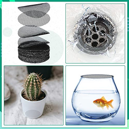 Shappy 200 Pcs Mesh for Plant Pot Drainage Screen 2 Inch 4 Inch Drainage Mesh Round Flower Pot Hole Grid Screen Cover Pad Bonsai Bottom Grid Mat Gardening Reusable Essentials for Prevent Soil Loss