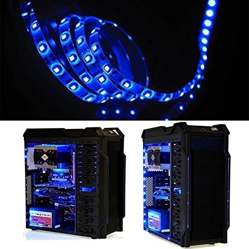 IP65, 12V Waterproof Flexible LED Strip Light（Power Cord not Included）, 16.4ft/5m Cuttable LED Light Strips, 300 Units 3528 LEDs Lighting String, LED Tape(Blue) Power Adapter not Included - color: 1*16.4ft 3528 Blue