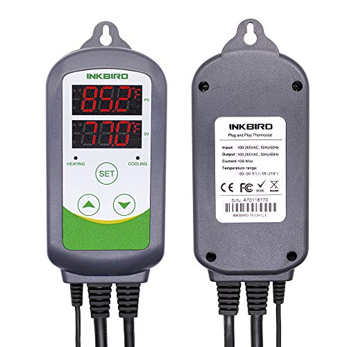 Inkbird ITC-308 Digital Temperature Controller Outlet Thermostat 2-Stage 1100W with Sensor Reptile Beer Brewing Kegs Fridge Cured Meat Breeding Growing
