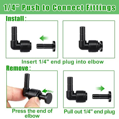 20 Pack 1/4" Push to Connect Fittings Elbow Connectors,Reptile Mister System 1/4" Quick Connect Fittings,Reptile Mister Fittings for Aquarium,Vivarium,Irrigation System - size: 20 Pack 1/4" Elbow -A