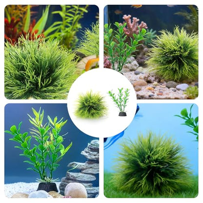 4 Pcs Silk Plants for Fish Tank, Realistic Aquarium Plants Live Decor with Weighted Base, Green Aquascaping Accessories for Betta Tanks, Reptile Terrariums, and Freshwater Setup