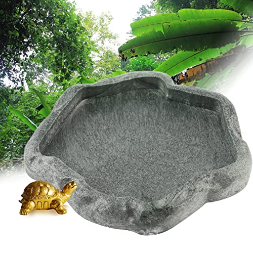 AYNEFY Reptile Food Water Rock Bowls,Resin Reptile Feeder Lizard Feeding Dish Amphibian Feeder Bowl Terrarium Decor for Bearded Dragons Leopard Gecko Frog Snake(Emerald - size: S