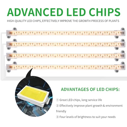 RWNTAO LED Plant Growing Lamp, 3000K Full Spectrum Grow Light Strips for Indoor Plants with 3/9/12H Timer & 10 Dimmable Levels, Sunlike Grow Light for Green House Hydroponics Succulent - size: 13Inch 4 Head 1 Pack