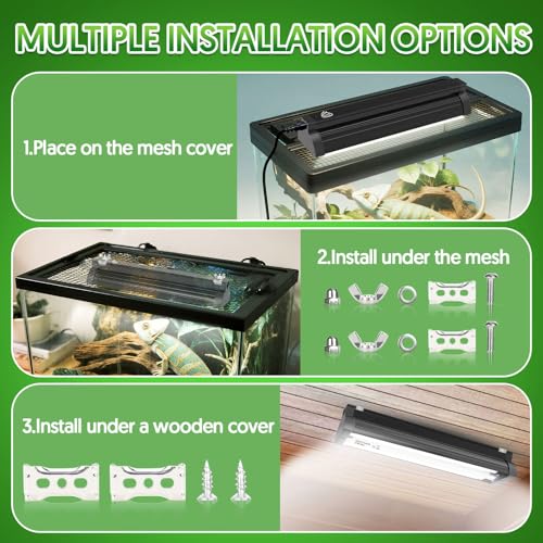 QZQ T5 UVB Reptile Light Fixture Combo Kit 8W, 10.0 UVB Light for Reptiles, Terrarium Hood Comes with Desert UVB Lamp for Bearded Dragon, Gecko, Tortoise, Lizard - size: 8W-10.0-12.4IN