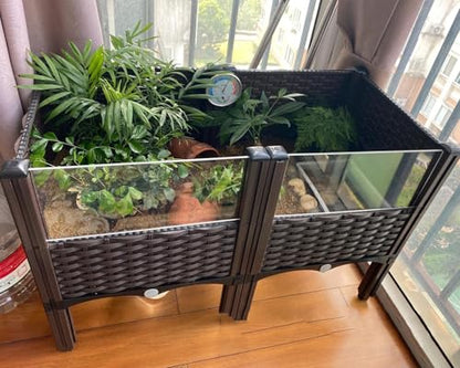 Large Tortoise Habitat Enclosure for Yellow-Margined/the pet House | Thickened Acrylic/Plastic (47"Lx16"Wx20"H) -Reptile Enclosure Turtle Habitat Kit Land/Water Zone Design