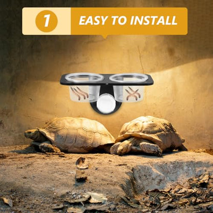 POPETPOP Reptile Feeder Bowl with Suction Cup 4.52X2.36X6.49In Water and Food Container for Lizard Turtle Gecko Chameleon Scorpion Tank Accessories