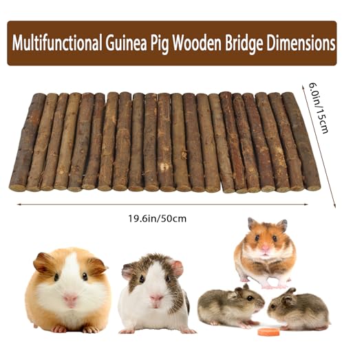 kathson Wooden Hamster Bridge,Guinea Pig Wood Ladder Bendable Tunnel Hideout Hut Small Animal Climbing Toys for Ferret Hedgehog Chinchilla Mice Rat Gerbil Baby Rabbit(19.6 x 6.0 in) - size: M (19.6 x 6.0 inches)