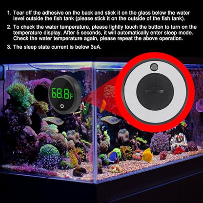 ACEIRMC 4pcs Fish Tank Digital Thermometer Accurate LED Display to ±0.9°F Tank Thermometer Aquarium Temperature Measurement Suitable for Fish, Axolotl, Turtle or Aquatic
