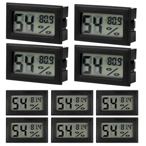 12 Pack Mini Hygrometer Digital Electronic Temperature Humidity Meters Gauge Indoor Thermometer Hygrometer LCD Display Fahrenheit (℉) for Guitar Case,Greenhouse, Garden, Cellar, Closet (Black) - color: Black