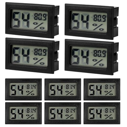 12 Pack Mini Hygrometer Digital Electronic Temperature Humidity Meters Gauge Indoor Thermometer Hygrometer LCD Display Fahrenheit (℉) for Guitar Case,Greenhouse, Garden, Cellar, Closet (Black) - color: Black
