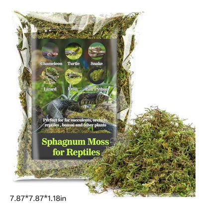 2026 New Sphagnum Moss for Reptiles - Terrarium Reptiles Moss Green Dried Peat Moss Habitat Bedding Moss for Snakes Turtle Frog Gecko and Other Reptiles Substrate (5, Ounces)