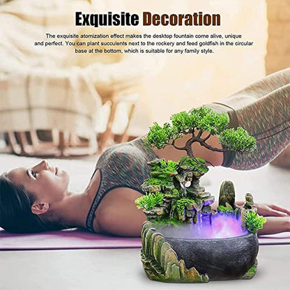 Rockery Stream Tabletop Fountain, Zen Meditation Indoor Waterfall Feature with Automatic Pump and Switch, Desktop Fountain for Home Office Bedroom Decoration (A) - size: A
