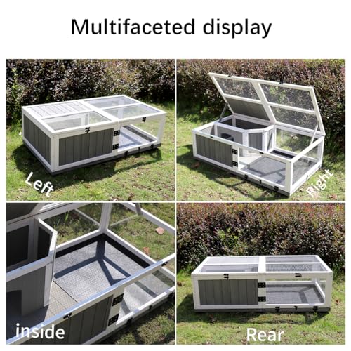 43" Large Tortoise House Habitat Wooden Tortoise Habitat Cage with Removable Waterproof Tray Indoor/Outdoor Reptile Terrarium Small Reptiles Feeding Box fot Snakes, Lizards, Turtle, Chameleons