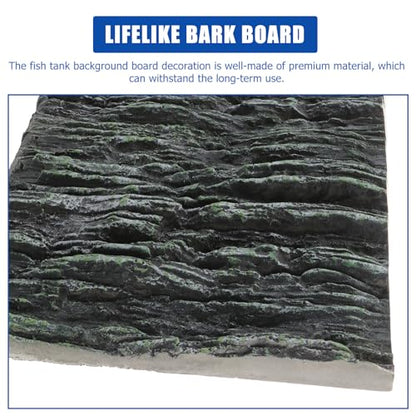 Luxshiny 3D Aquarium Background Board for Fish Tank and Reptile Terrarium, Lifelike Bark Texture Decorative Landscape Panel, Blue Vertical Stripe Design for Turtle and Cichlid Tanks