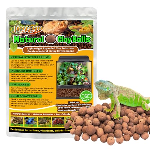 Legigo 4LBS Leca Balls Terrarium Substrate for Reptiles, Organic Lightweight Clay Pebbles Drainage Layer Substrate for Bioactive Terrarium, Expanded Clay Balls Hydro Balls for Reptiles Tank, Plants - color: 4LBS