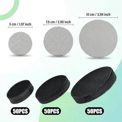 WLLHYF Bonsai Mesh for Plant, 150 Pcs 2 3 4 Inch Flower Pot Mesh Mat Round Plant Pot Pad Drainage Covers Durable Reusable Net Bonsai Gardening Grid for Gardening Essentials Potted Succulent