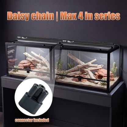 T5 UVB 10.0 Reptile Light Fixture Combo Kit (34Inch) | 21W UVB 10.0 Light Bar with T5 HO Terrarium Hood Light Fixture for Desert Reptiles, Bearded Dragons, Lizards, Tortoises - size: 34Inch