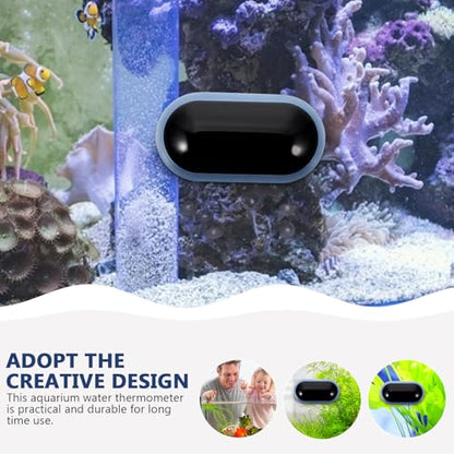 POPETPOP Digital Aquarium Thermometer with Large Clear LED Screen Reusable Adhesive Fish Tank Temperature Gauge for Freshwater and Reptile Tanks Accurate External Water Temp Monitor for