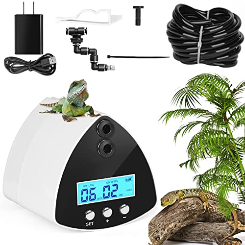 Reptile Misting System | Automatic Humidifier with 2 Nozzles, LCD Screen & Timer for Terrariums