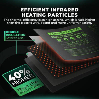 MARS HYDRO 48''x 20.75'' Seedling Heat Mat with Thermostat Heating Pad IP67 Waterproof, Easy to Clean, for Seedling, Germination, Clone, Reptile - size: 48'' x 20.75''with Built-in Thermostat