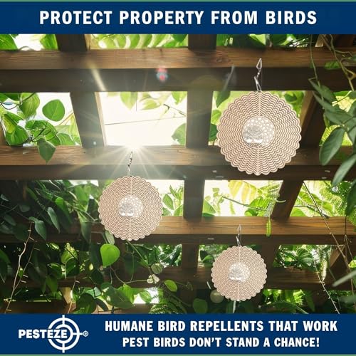 PESTEZE USA Premium Tree of Life Wind Spinner – 6x9’’ Stainless Steel Reflective 3D Hanging Outdoor Spinner for Bird Deterrent, Garden & Yard Metal Ornament | Durable, Decorative & Humane Pest Control