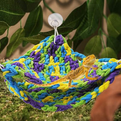 kathson Soft Bearded Dragon Hammock Double-Layered Reptiles Hammock Swing Hanging Bed with 6 Pcs Suction Cups & Hooks Tank Accessories Hammocks for Small Lizard Leopard Gecko Chameleon(Triangular) - color: Green