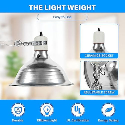 Simple Deluxe 150W Reptile Heat Bulb and 8.5 inch Clamp Light, 40-108℉ Digital Thermostat Controller and Thermometer Included, for Amphibian Pet & Incubating Chicken, Silver - size: 150W, style: Bulb+Clamp Light+Thermostat+Thermometer