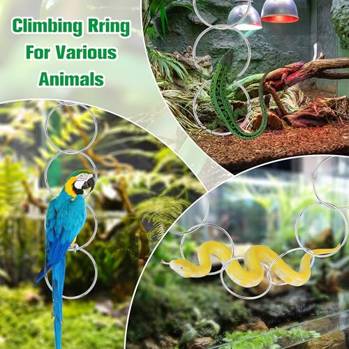 Catcan Snake Enrichment Rings for Ball Python, Snake Climbing Accessories Include Climbing Hoop Chain with Hanging Buckle and 5m Artificial Rattan Rope