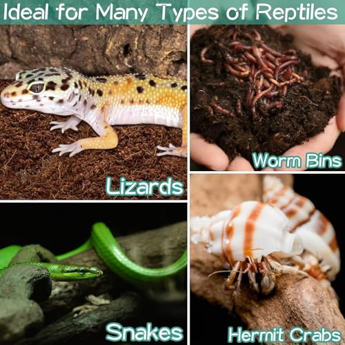 Halatool Compressed Coconut Fiber Substrate for Reptiles | 8 Pack Organic Coconut Substrate, Reptile Bedding for Geckos, Snakes, Lizards, Hermit Crabs & Tarantulas - color: 8 pack