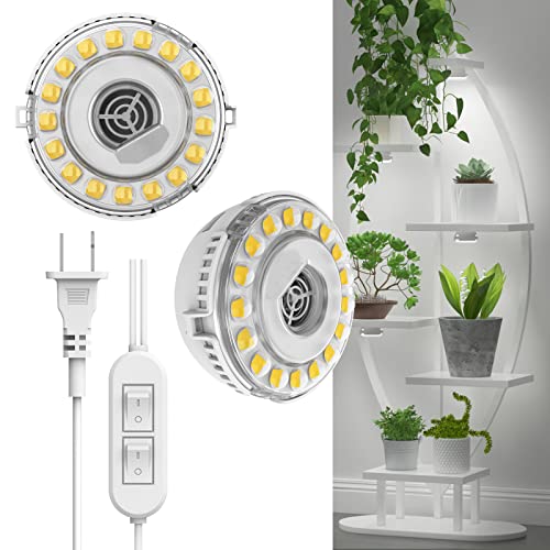 SANSI LED Puck Grow Light, 10W (150 Watt Equiv) Full Spectrum 2-Head Lamp for Plants with Ceramic Tech, Hanging Lights with ON/Off Switch for Plant Shelf Greenhouse Hydroponic - size: Puck Grow Light with ON/Off Switch