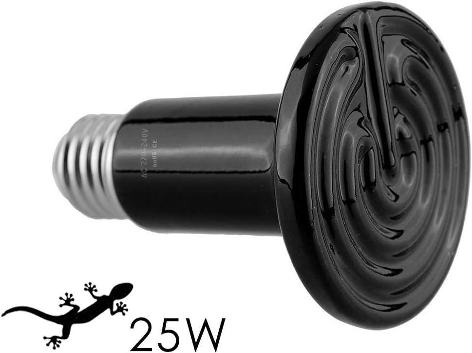 25W Ceramic Heat Emitter for Reptiles, Amphibians, Dogs, Cats, and etc - No Light Infrared Heat Lamp for Terrariums and Vivariums
