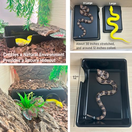 12in Durable Large Reptile Hide, Ball Python Hide, Leopard Gecko Hide, Bearded Dragon Hide, Easy to Clean Reptile Hides Cave for Tank, Snake Hide Large Enclosure (12" x 8.3" x 2.8" X-Large) - size: X-Large