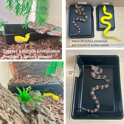 12in Durable Large Reptile Hide, Ball Python Hide, Leopard Gecko Hide, Bearded Dragon Hide, Easy to Clean Reptile Hides Cave for Tank, Snake Hide Large Enclosure (12" x 8.3" x 2.8" X-Large) - size: X-Large