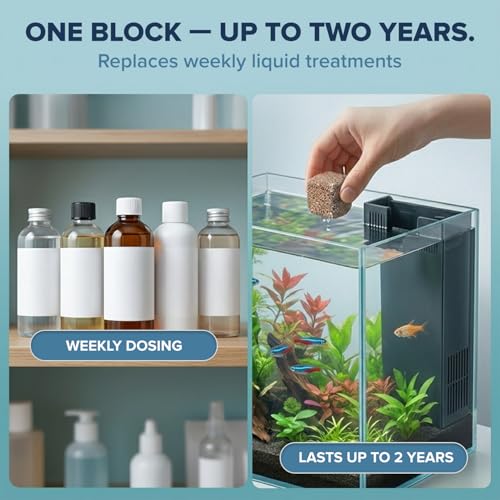 EcoBio-Block Natural Volcanic Rock for Aquarium Water Clarity & Balance — Low-Maintenance Alternative to Weekly Additives — for Freshwater Fish, Turtles, Shrimp & Frogs (Medium 2-Pack, 15-40 gal ea.) - size: 2 Pack, style: Medium