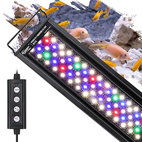 hygger 18W 24/7 Lighting Aquarium LED Light, Sunrise-Daylight-Moonlight Mode and DIY Mode, Adjustable Timer Adjustable Brightness Fish Tank Light with Extendable Bracket 7 Colors for Planted Tank - size: 18W for 18~24inch Tank