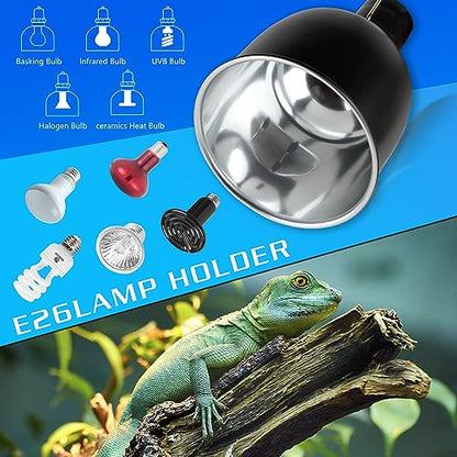 Reptile Light Fixture, 5.5 inch Optical Reflection Shallow Dome Heat Lamp Fixture, UVB Heat Basking Lamp Fixture for Amphibian Reptile Terrariums - size: 5.5in Shallow Dome