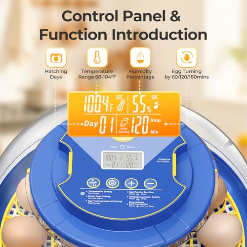 18 Egg Incubators for Hatching Eggs, 360° View with Automatic Egg Turning & Humidity Control, Built-in Egg Candler for Hatching Chicken, Duck, Goose, Quail, Ideal for Home, Classroom, Laboratory, Farm