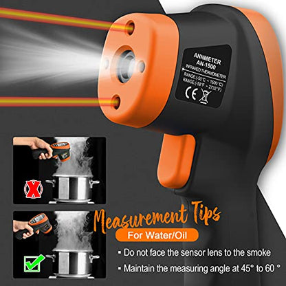 High Temperature Infrared Thermometer, AIOMEST Digital IR Pyrometer 30:1 Measure Temp -58~2732℉, Dual Laser Industrial Termómetro Handheld AI-1500 for HVAC Kilning Casting Pottery Forge - color: Orange