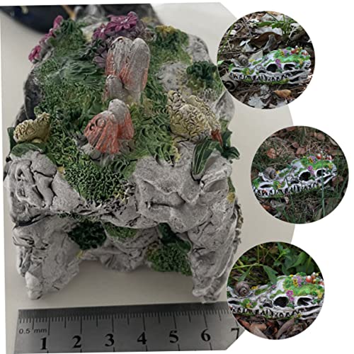 Homoyoyo Terrarium Decor Animal Decor Resin Crafts Dinosaur Garden Statue Snail Ornament Halloween Room Decorations Resin Snail on Dinosaur Skull Dinosaur Skull Adornment Garden Adornment