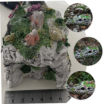 Homoyoyo Terrarium Decor Animal Decor Resin Crafts Dinosaur Garden Statue Snail Ornament Halloween Room Decorations Resin Snail on Dinosaur Skull Dinosaur Skull Adornment Garden Adornment