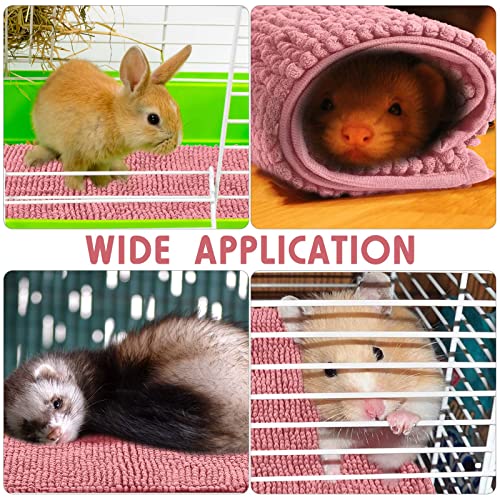 Amylove 4 Pcs Guinea Pig Cage Liner 12 x 12 Inch Washable Chenille Pee Pads Pet Dog Cat Bedding Training Mat Reusable for Small Animals Puppy Bunny Hamster Chinchilla - color: Pink, size: 12 x 12 Inch, style: Low Pile Chenille