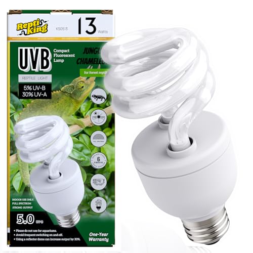 UVB Reptile Light, 13W UVB5.0 Bulb, UVA UVB Reptile Light Bulb Lamp for Leopard Gecko Crested Gecko,Turtle,Chameleon UVB Bulbs for Jungle Reptiles - color: Uvb5.0, size: 13 Watts