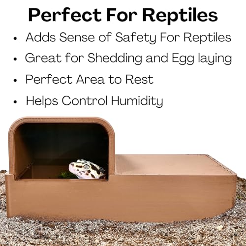 Reptile Humid Hide Box with Lid | Cave Humidity Hide for Leopard Gecko, Hognose Snake, Corn Snake Reptile Underground Lay Box Hideout Habitat Tank Enrichment | Decor Decoration Accessories