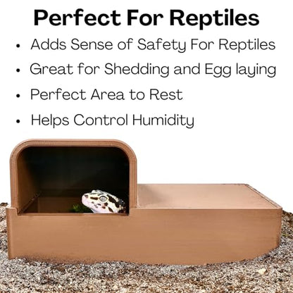Reptile Humid Hide Box with Lid | Cave Humidity Hide for Leopard Gecko, Hognose Snake, Corn Snake Reptile Underground Lay Box Hideout Habitat Tank Enrichment | Decor Decoration Accessories